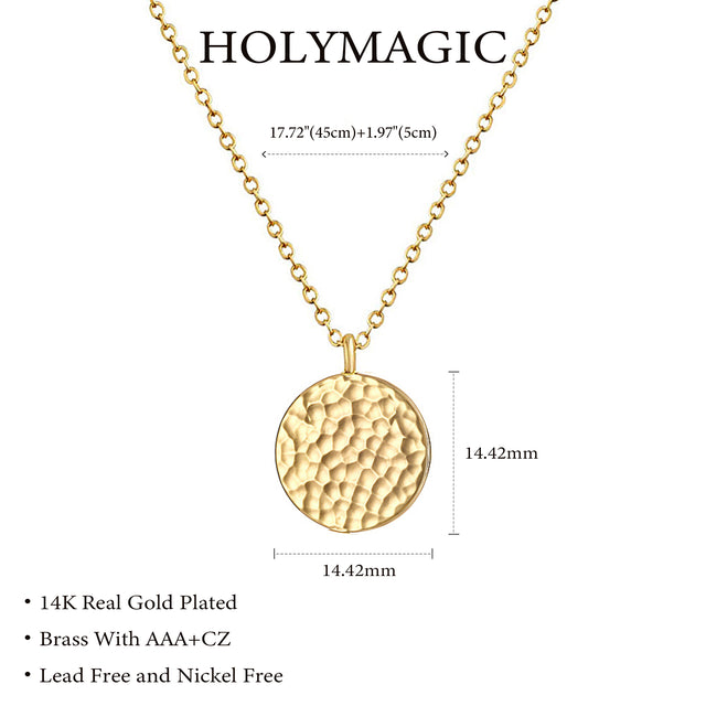 HOLYMAGIC Pendant Necklace Gold Choker Layered Coin Open Karma Circle Full New Crescent Moon 14K Gold Plated Dainty Simple Moon Phase Jewelry for Women /Men Gift