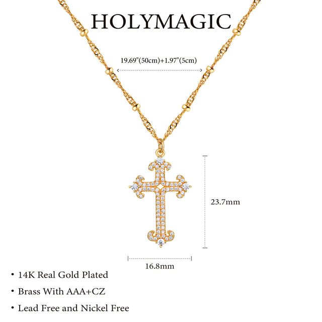 HOLYMAGIC Pendant Necklace Gold Choker Layered  Devil's Eye    Heart Shaped 14K Gold Plated  Cross Jewelry for Women /Men  Jewelry Gift