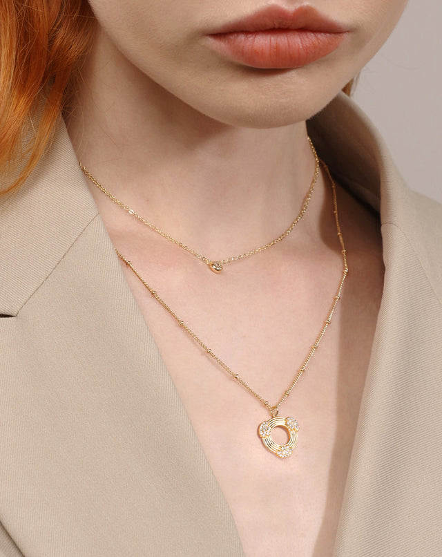 Gold Double Layer 3 Cloud Necklace