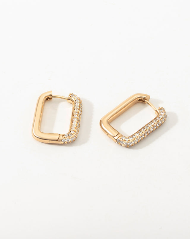 Golden O-shaped Three-row Diamond Earrings