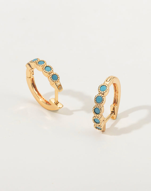 Exquisite Gold Turquoise Hoop Earring