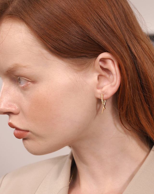 Golden Y-shaped Micro-banding Earrings