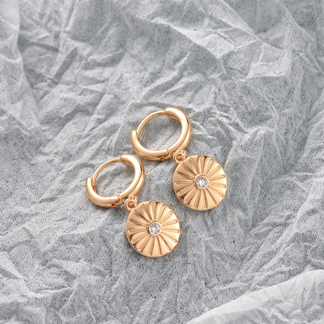 Gold Disc Sun Earrings