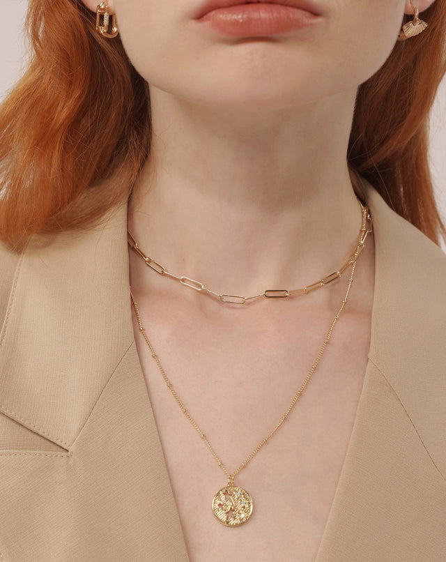 Gold Small Long Buckle Chain Necklace