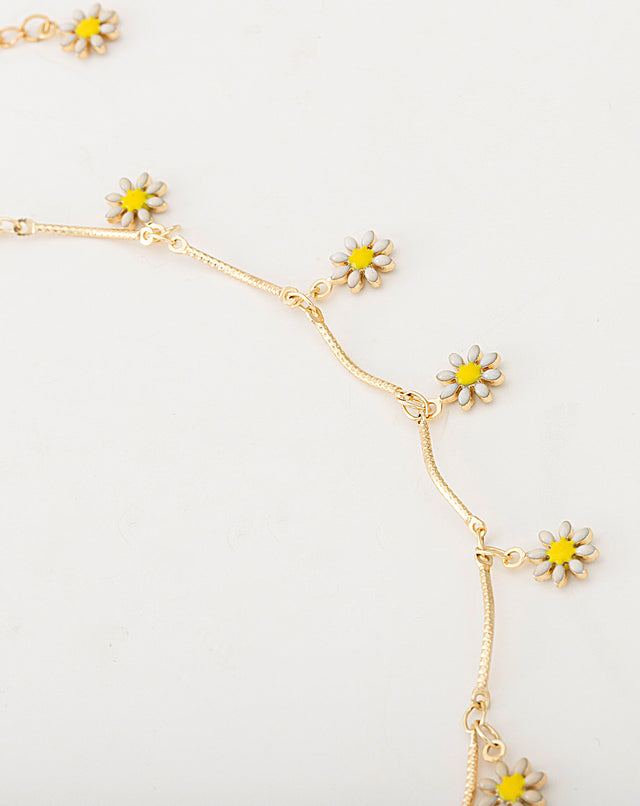 Golden Ripple Tassel Daisy Necklace