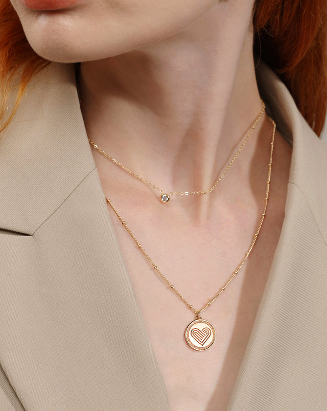 Gold Paper Clip Heart Necklace