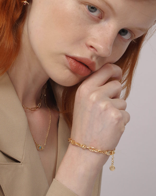 Golden Round Japanese Word Bracelet