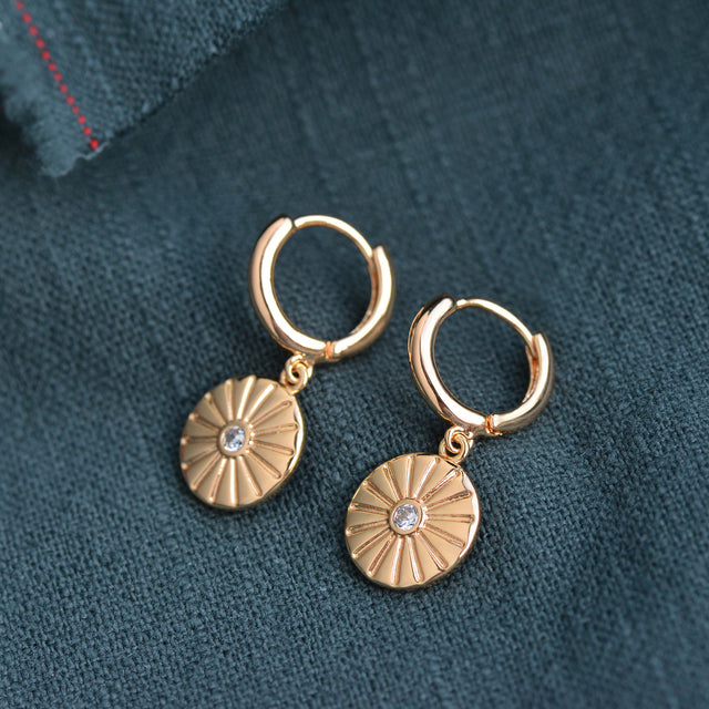 Gold Disc Sun Earrings