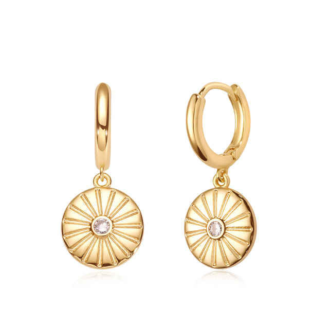 Gold Disc Sun Earrings