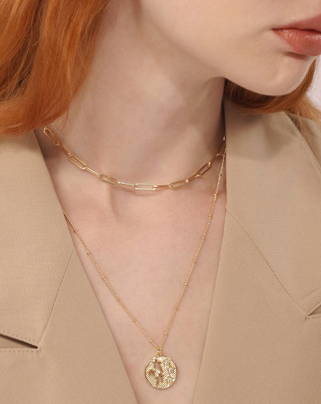 Gold Small Long Buckle Chain Necklace