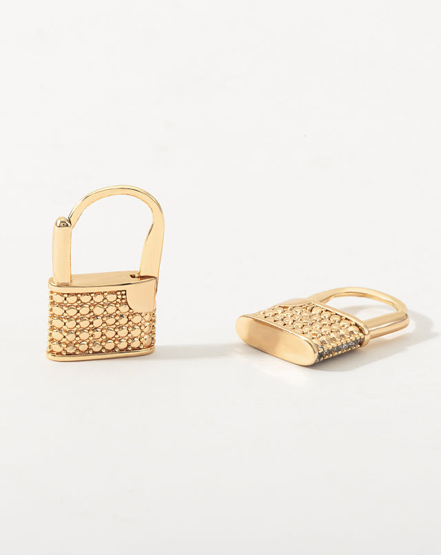 Symmetrical Gold Micro Lock Earrings