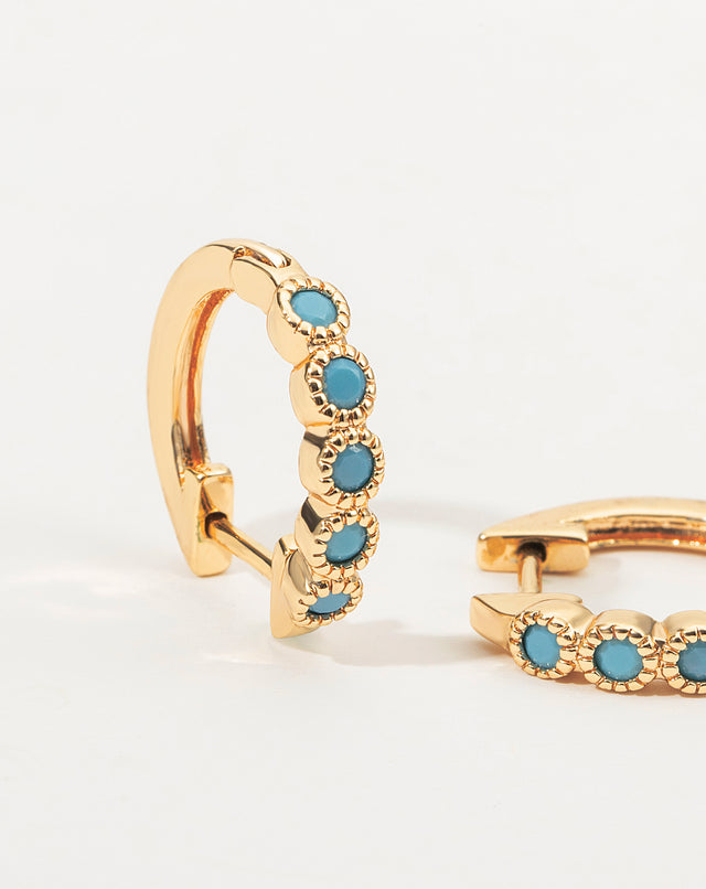 Exquisite Gold Turquoise Hoop Earring