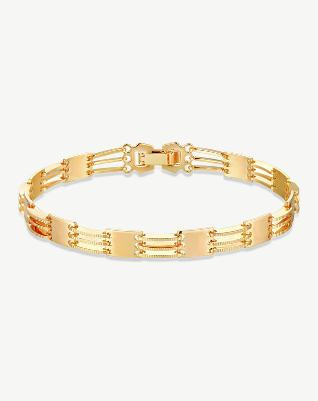 Gold 3 Lines Square Piece Bracelet