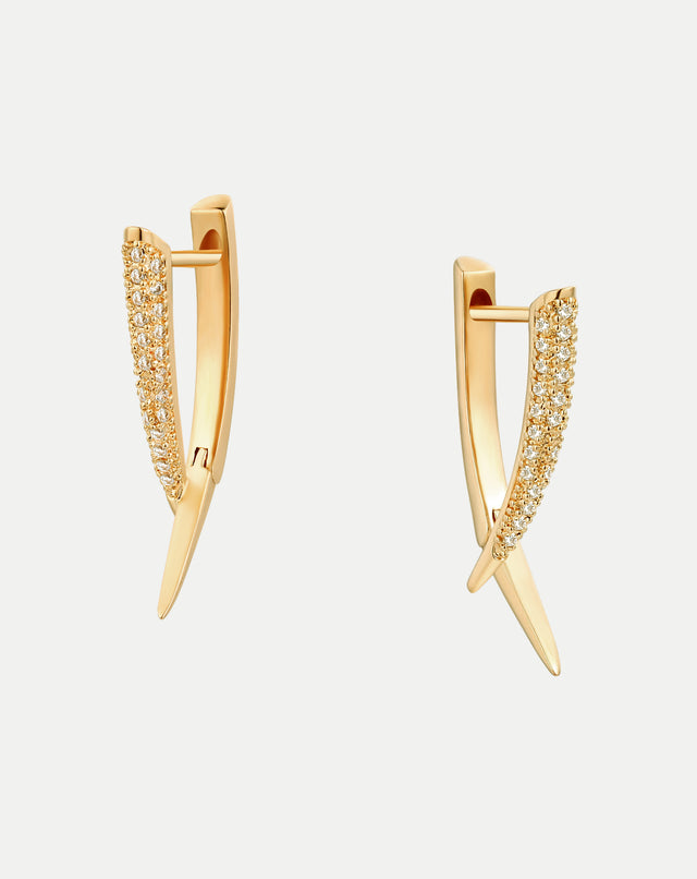 Golden Y-shaped Micro-banding Earrings