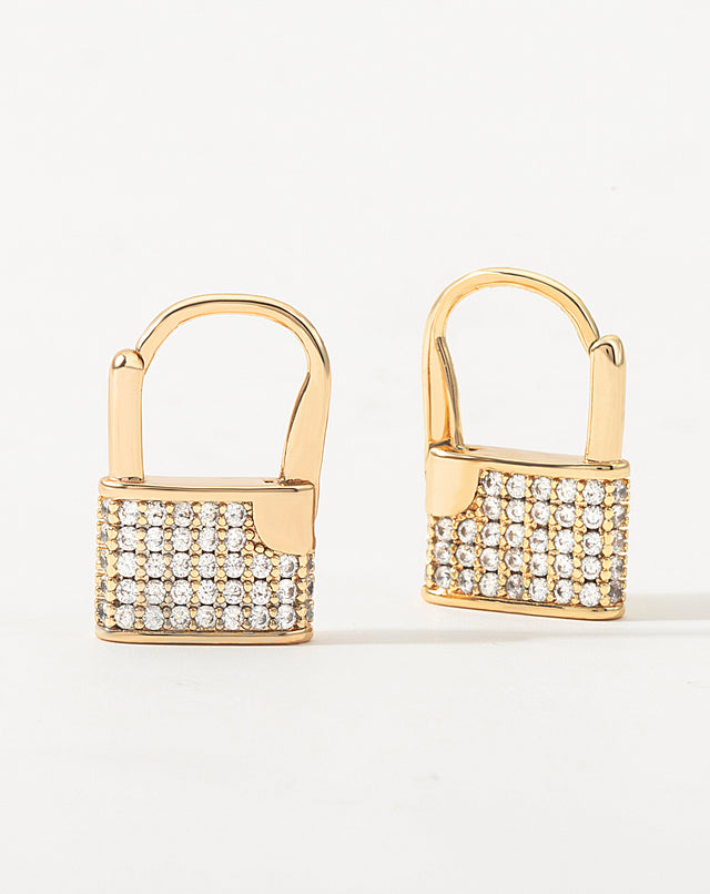 Symmetrical Gold Micro Lock Earrings