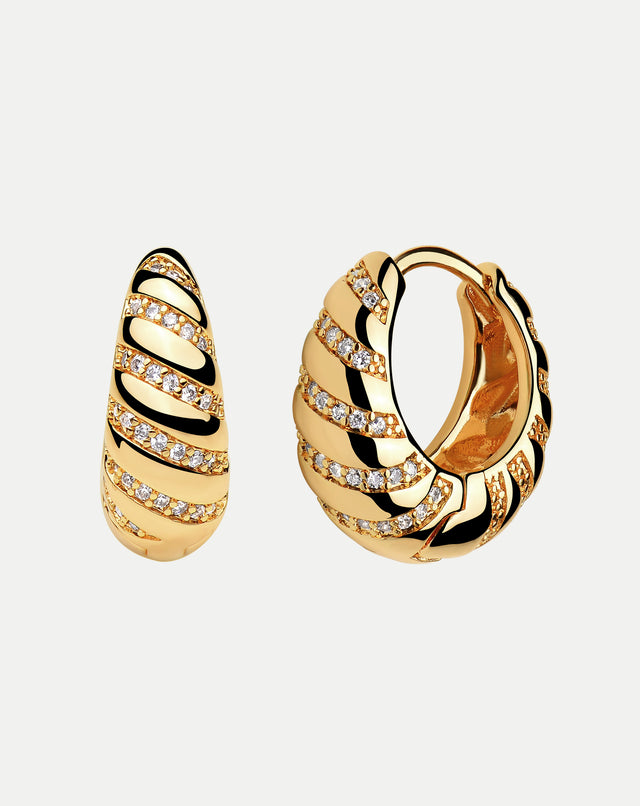 Golden LargeTwist Diamond Earrings