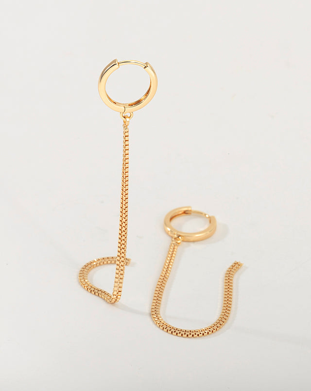 Golden Double Row Venetian Chain Earrings