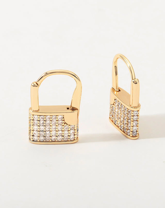 Symmetrical Gold Micro Lock Earrings