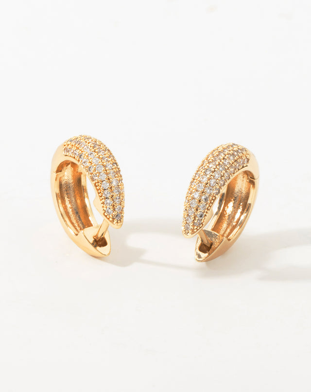 Gold Flat Pin Waterdrop 5 Row Diamond Earrings