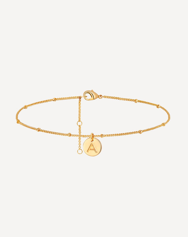 Golden Round Piece Letter A Anklet