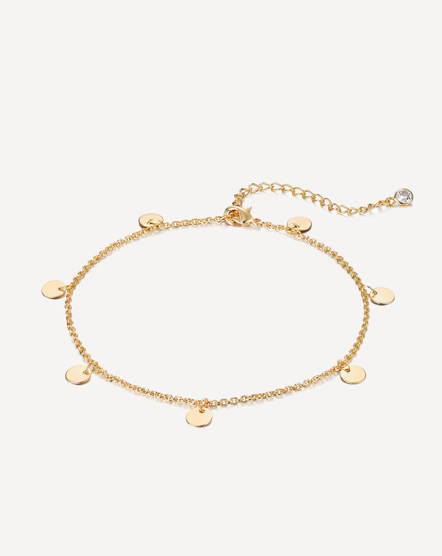 Golden Round Piece Tassel Anklet