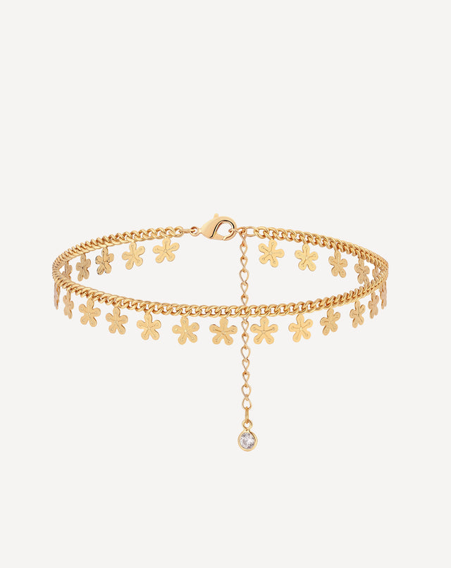 Golden Flower Tassel Anklet