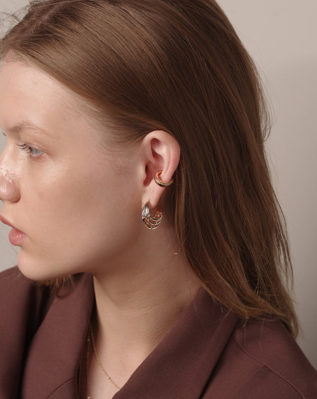 Golden 3-layer Bamboo Earrings