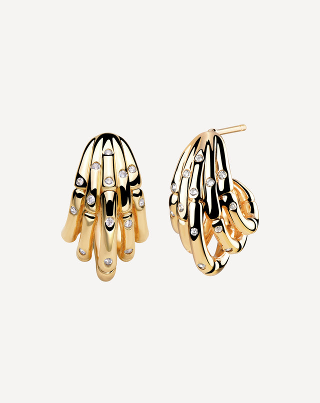 Golden 3-layer Bamboo Earrings